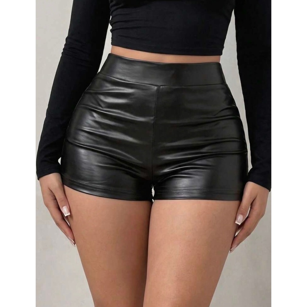 NWT Faux Leather Mini Shorts Women Size 6 (M) Sexy Clubwear High Rise Chic Style